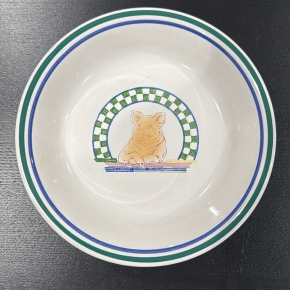 Century Stoneware Fannie's Farm Serving Bowl and 4 Plates Set - Picture 10 of 13